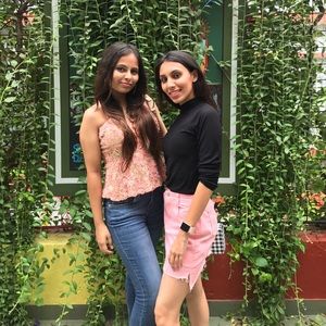 Peach Sequin Peplum top